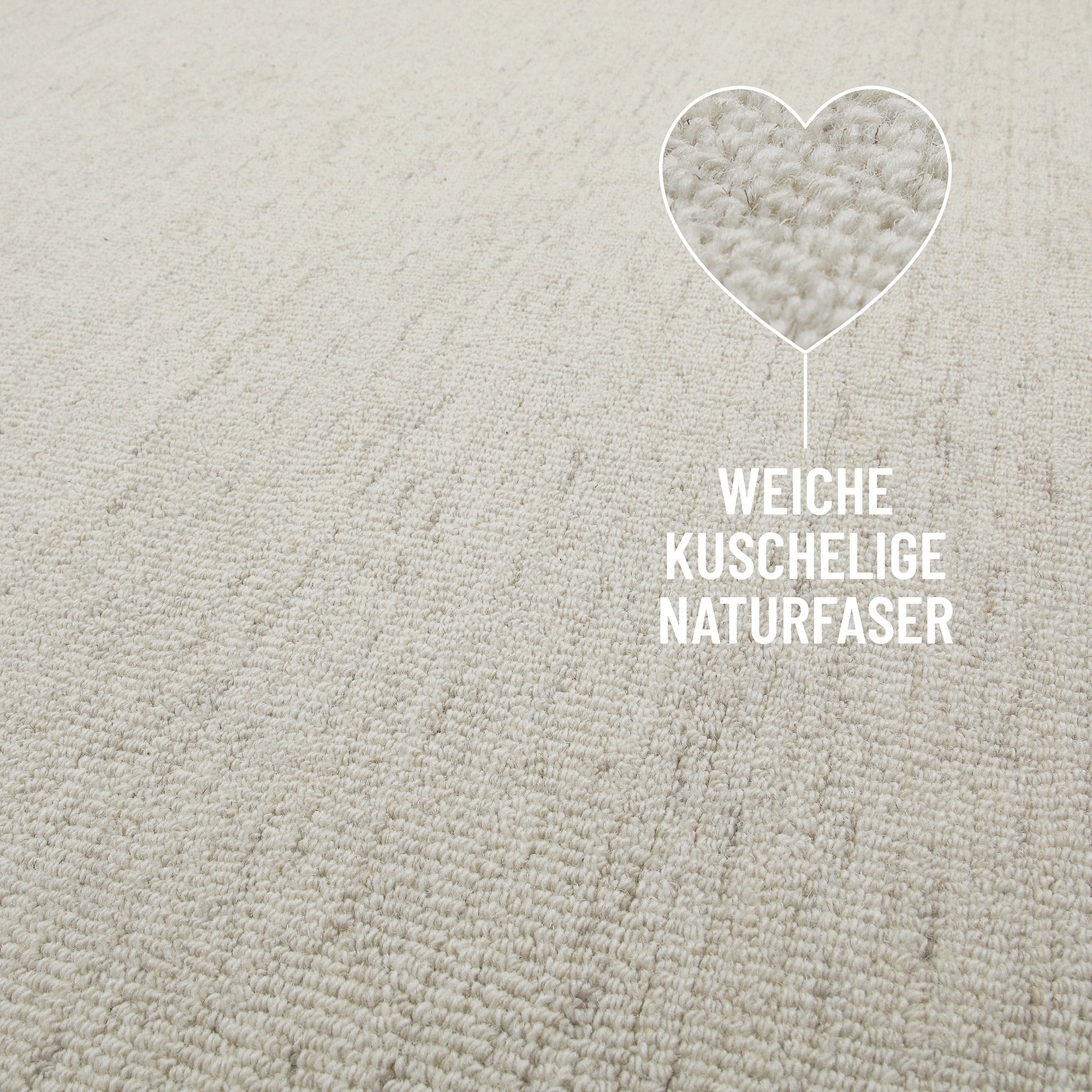 Kurzflor Teppich Rund Elfenbein meliert aus Schurwolle "Hamptons SIXTEEN" WECONhome