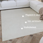 Kurzflor Teppich Rund Elfenbein meliert aus Schurwolle "Hamptons SIXTEEN" WECONhome