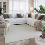 Kurzflor Teppich Elfenbein meliert aus Schurwolle "Hamptons SIXTEEN" WECONhome