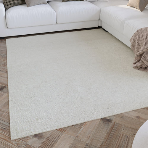 Kurzflor Teppich Elfenbein meliert aus Schurwolle "Hamptons SIXTEEN" WECONhome