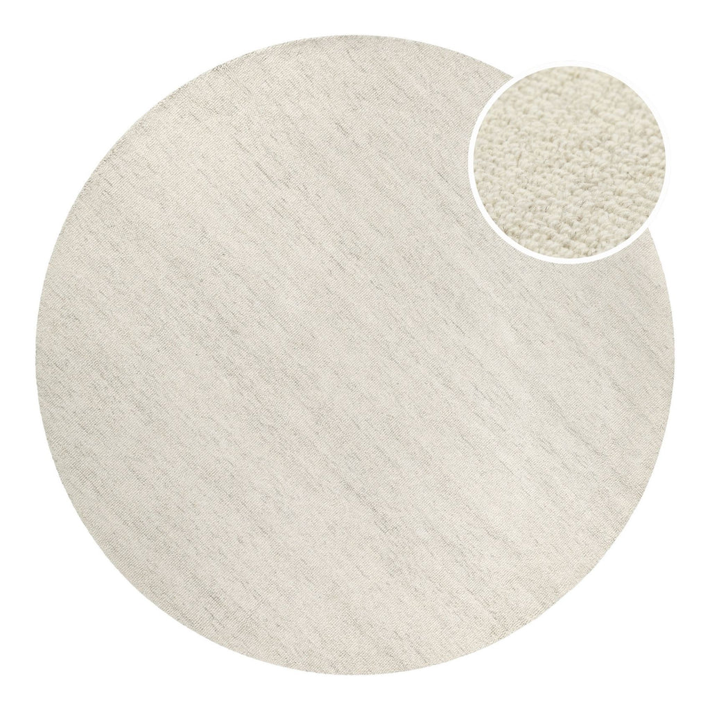 Kurzflor Teppich Rund Elfenbein meliert aus Schurwolle "Hamptons SIXTEEN" WECONhome