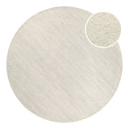 Kurzflor Teppich Rund Elfenbein meliert aus Schurwolle "Hamptons SIXTEEN" WECONhome