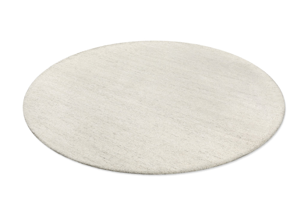 Kurzflor Teppich Rund Elfenbein meliert aus Schurwolle "Hamptons SIXTEEN" WECONhome