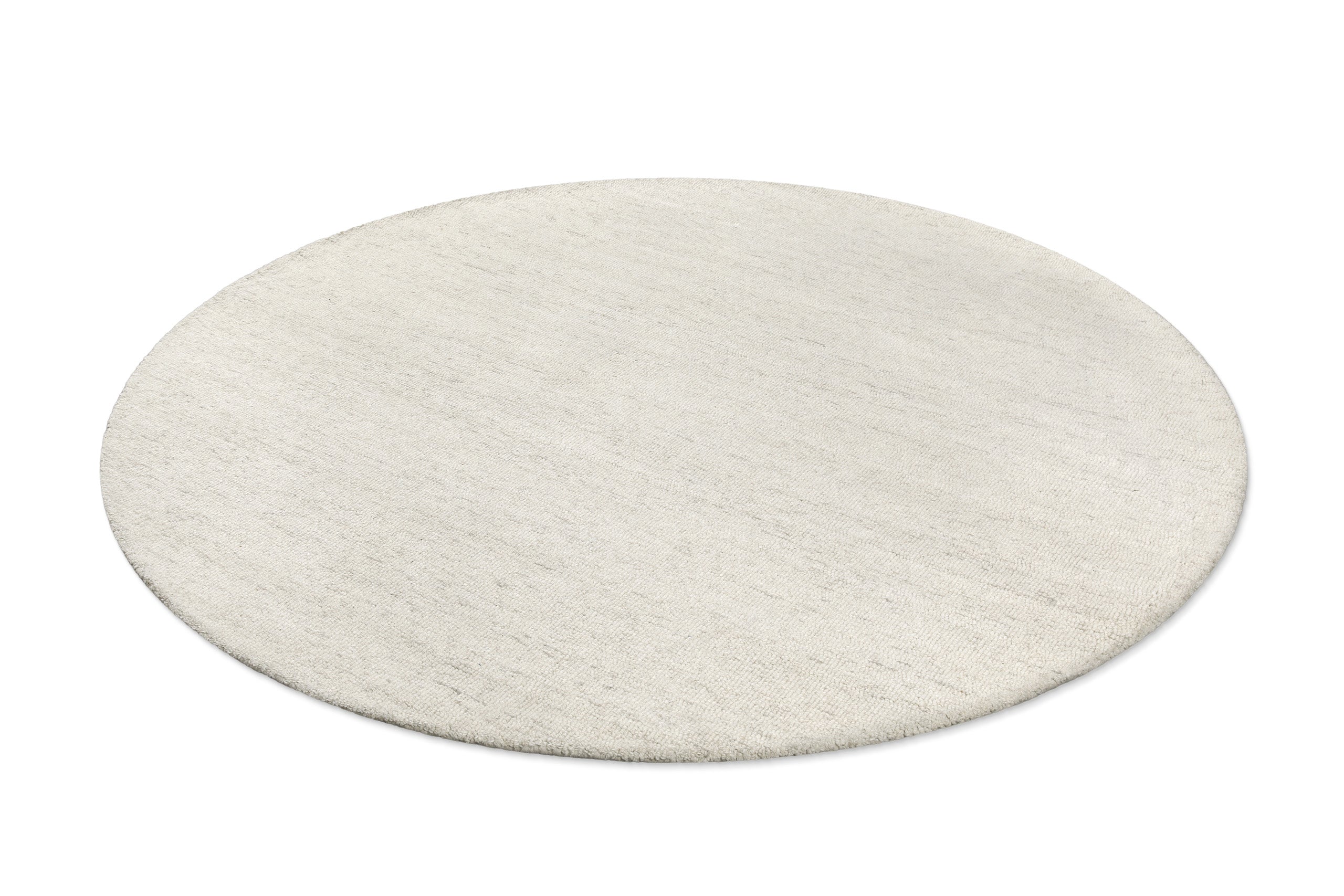 Kurzflor Teppich Rund Elfenbein meliert aus Schurwolle "Hamptons SIXTEEN" WECONhome
