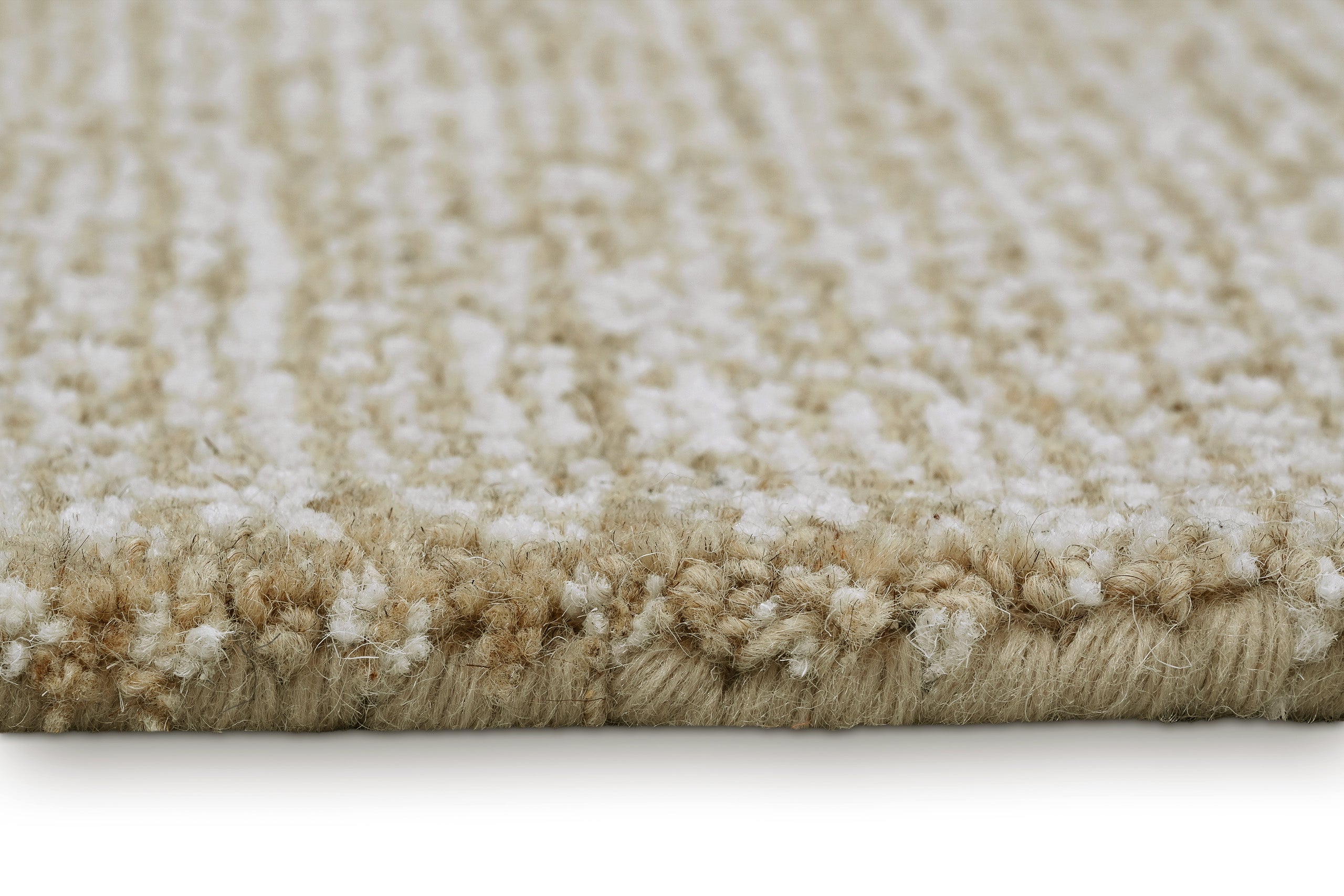 Kurzflor Teppich Rund Sand Beige aus Schurwolle "Hamptons THIRTEEN" WECONhome