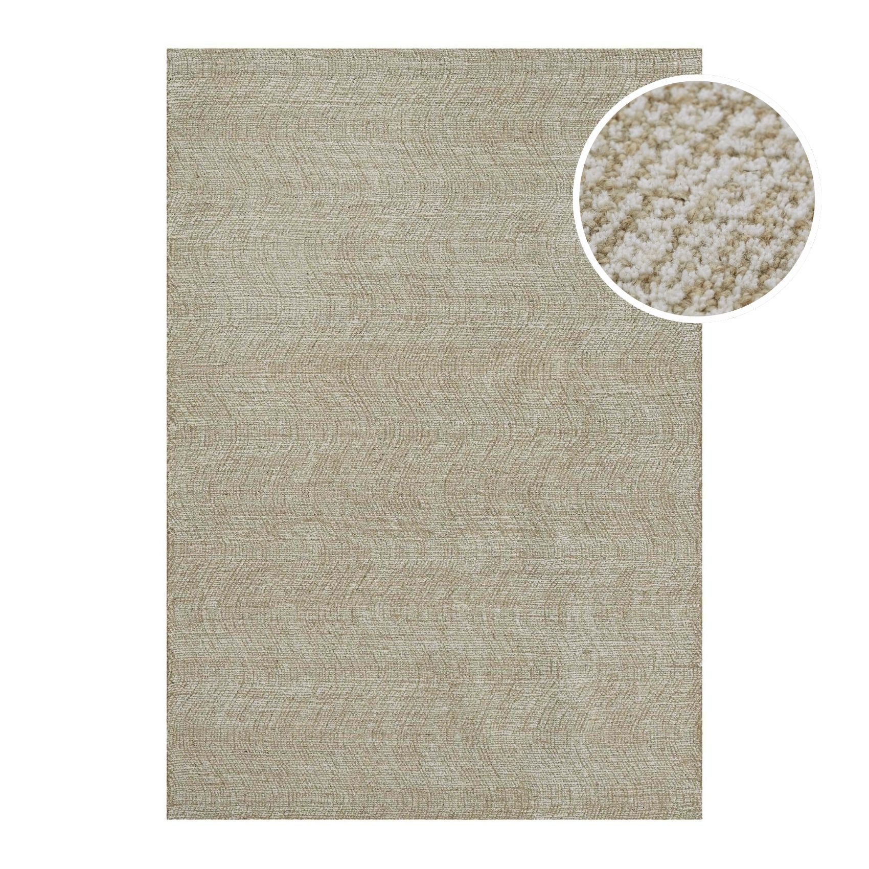 Kurzflor Teppich Sand Beige aus Schurwolle "Hamptons THIRTEEN" WECONhome