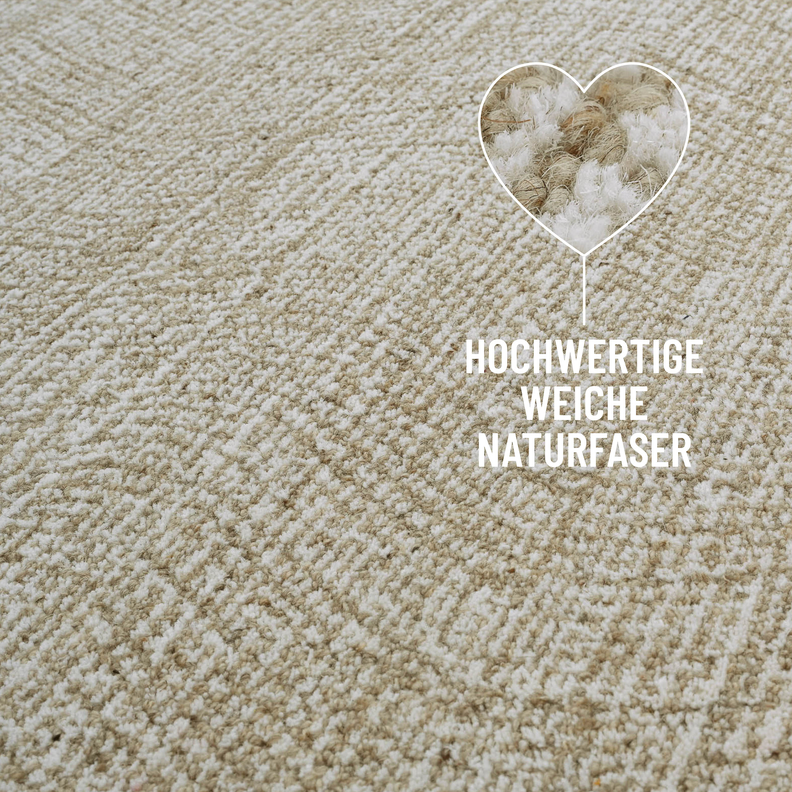 Kurzflor Teppich Sand Beige aus Schurwolle "Hamptons THIRTEEN" WECONhome