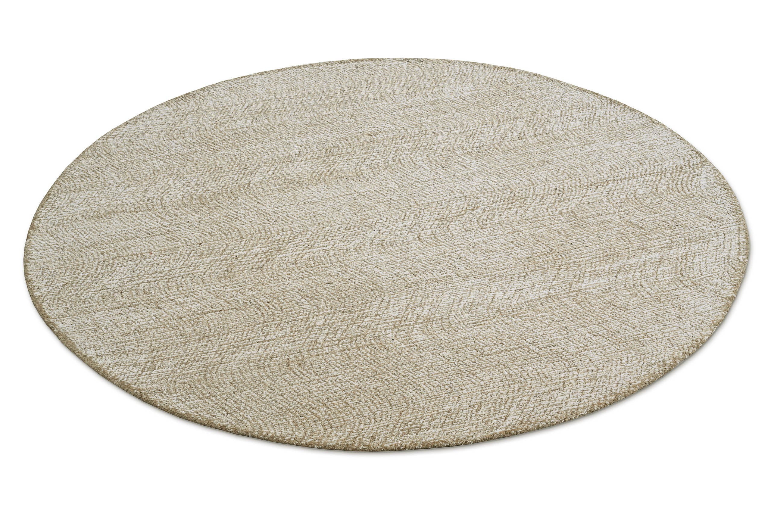 Kurzflor Teppich Rund Sand Beige aus Schurwolle "Hamptons THIRTEEN" WECONhome