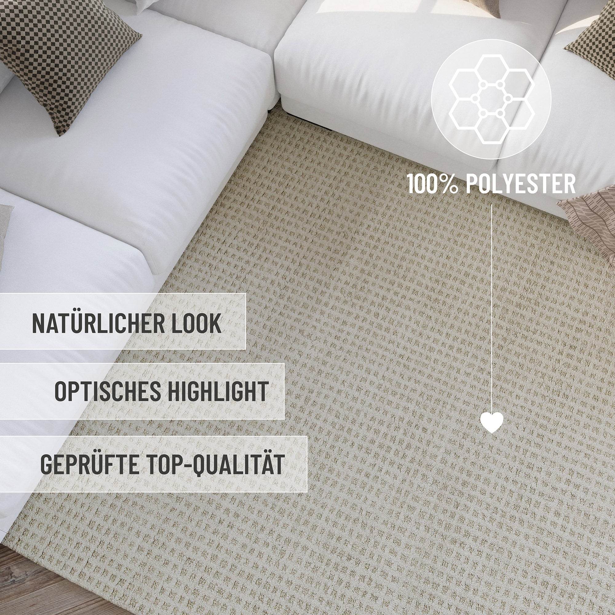 Kurzflor Teppich Creme Weiß "Hamptons THIRTY" WECONhome