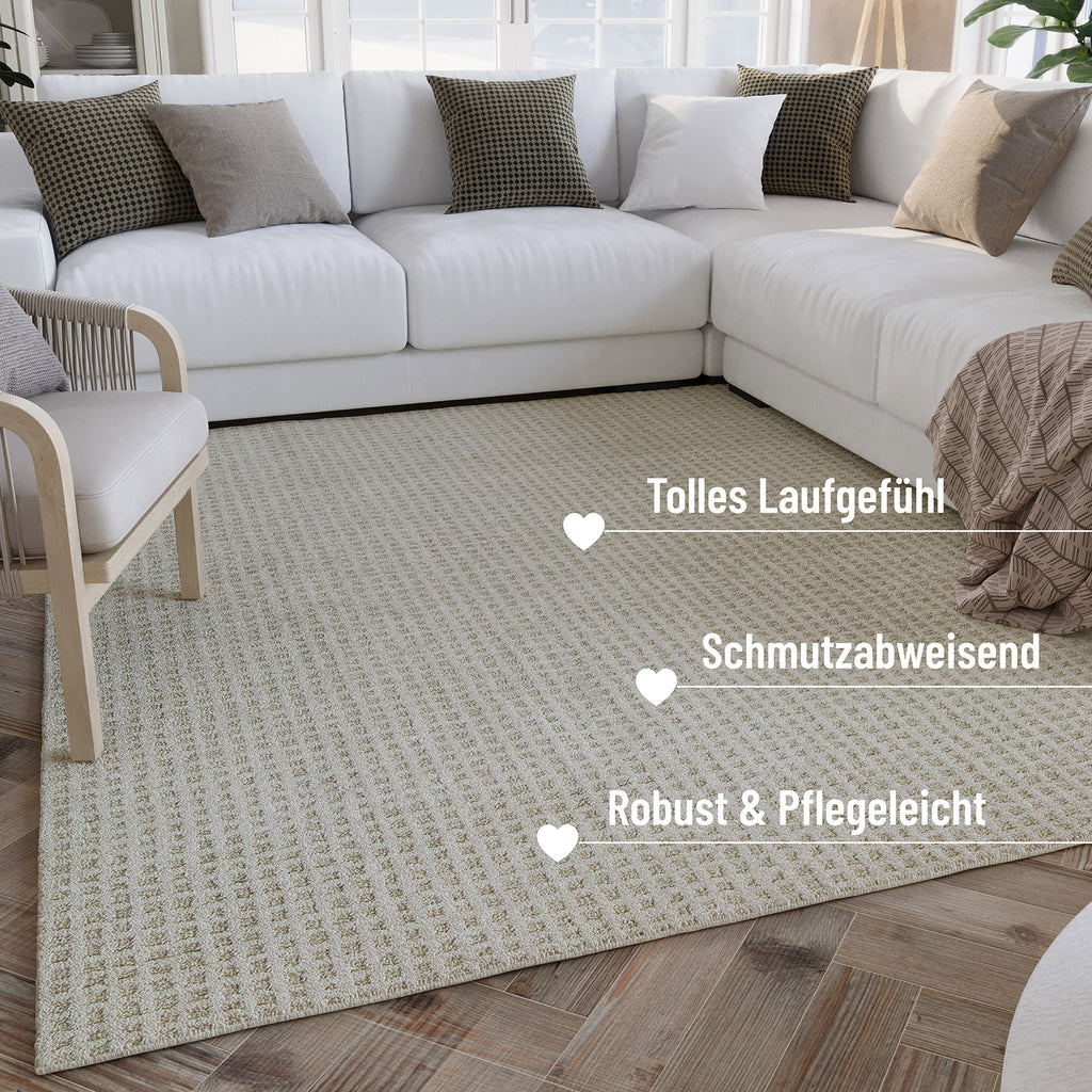 Kurzflor Teppich Rund Creme Weiß "Hamptons THIRTY" WECONhome