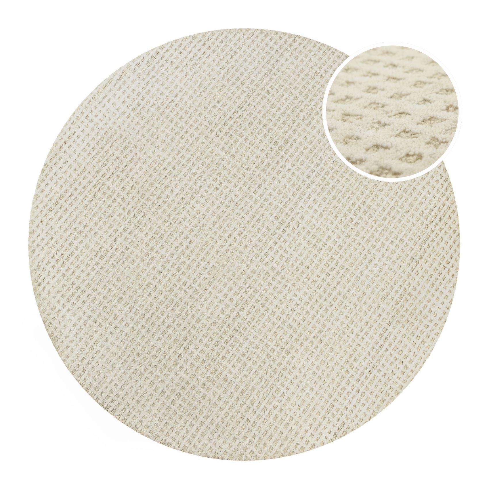 Kurzflor Teppich Rund Creme Weiß "Hamptons THIRTY" WECONhome