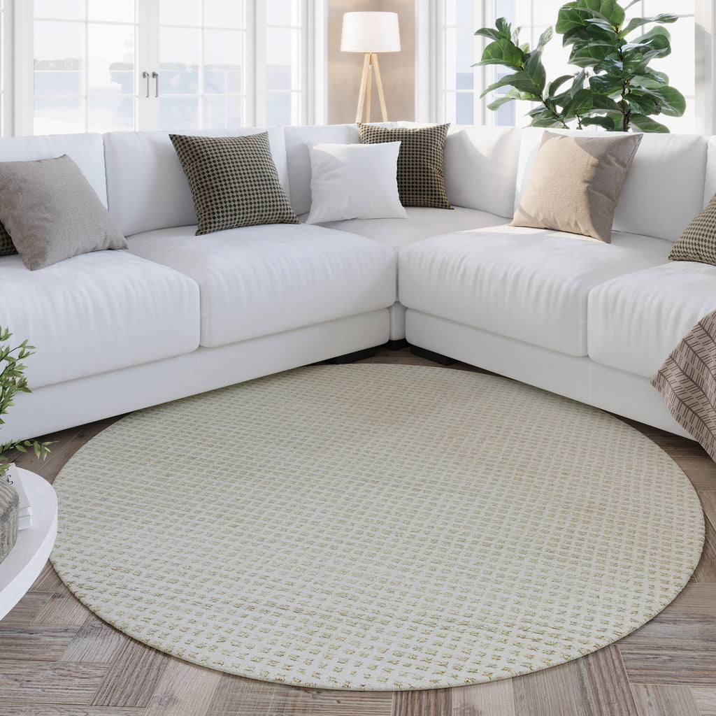 Kurzflor Teppich Rund Creme Weiß "Hamptons THIRTY" WECONhome