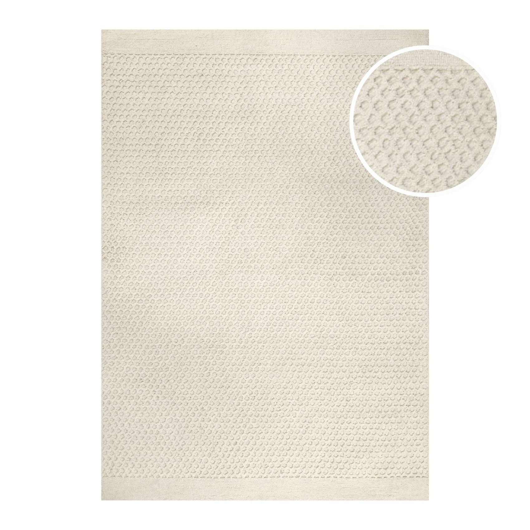 Kurzflor Teppich Creme Weiß aus Schurwolle "Hamptons THIRTYEIGHT" WECONhome