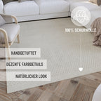 Kurzflor Teppich Rund Creme Weiß aus Schurwolle "Hamptons THIRTYEIGHT" WECONhome