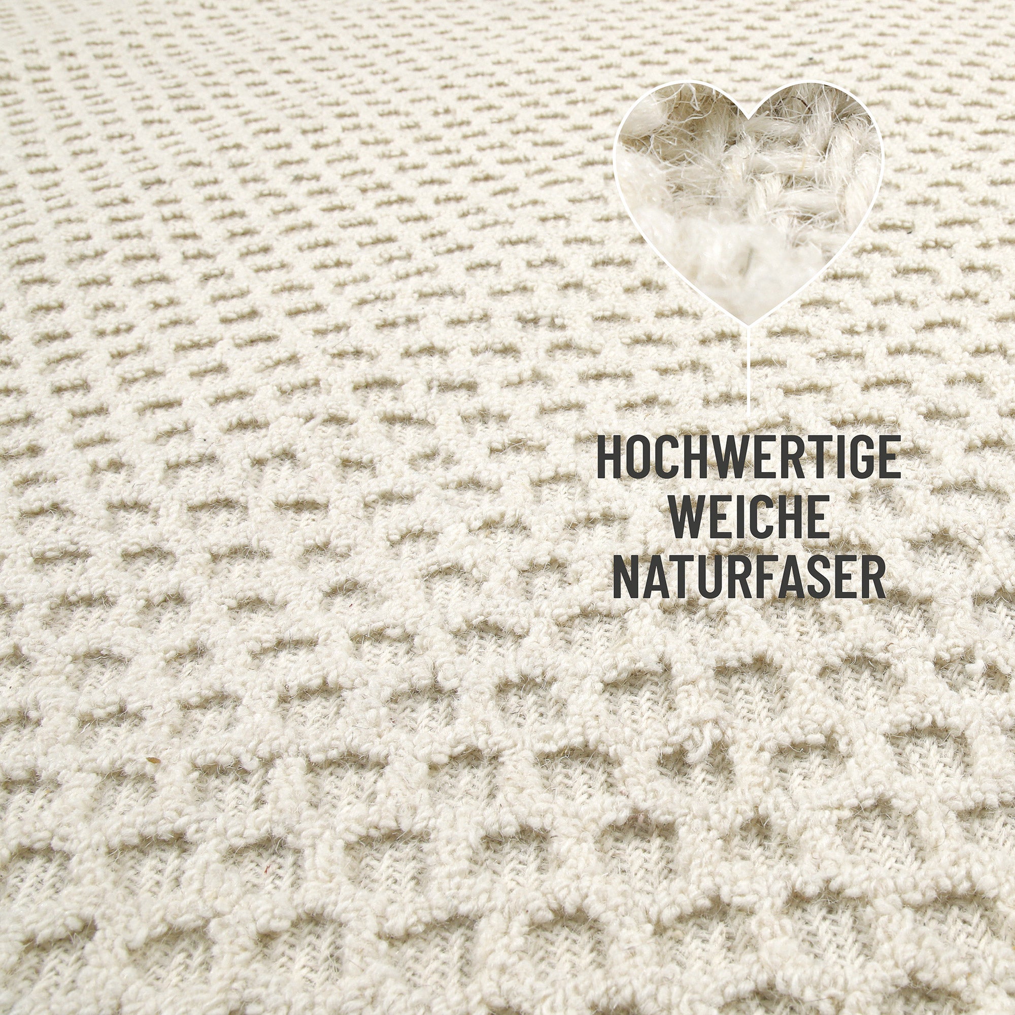 Kurzflor Teppich Creme Weiß aus Schurwolle "Hamptons THIRTYEIGHT" WECONhome