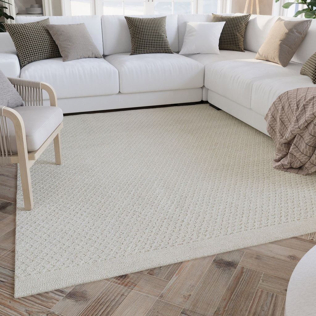 Kurzflor Teppich Creme Weiß aus Schurwolle "Hamptons THIRTYEIGHT" WECONhome
