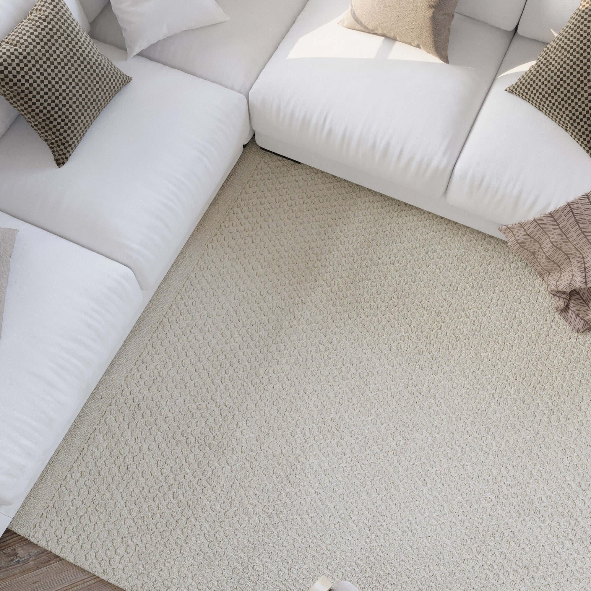 Kurzflor Teppich Creme Weiß aus Schurwolle "Hamptons THIRTYEIGHT" WECONhome