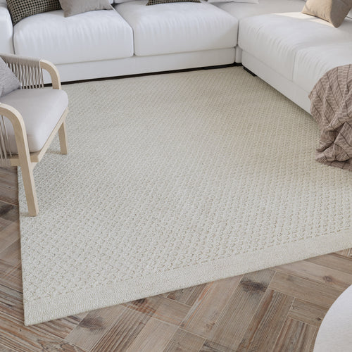 Kurzflor Teppich Creme Weiß aus Schurwolle "Hamptons THIRTYEIGHT" WECONhome