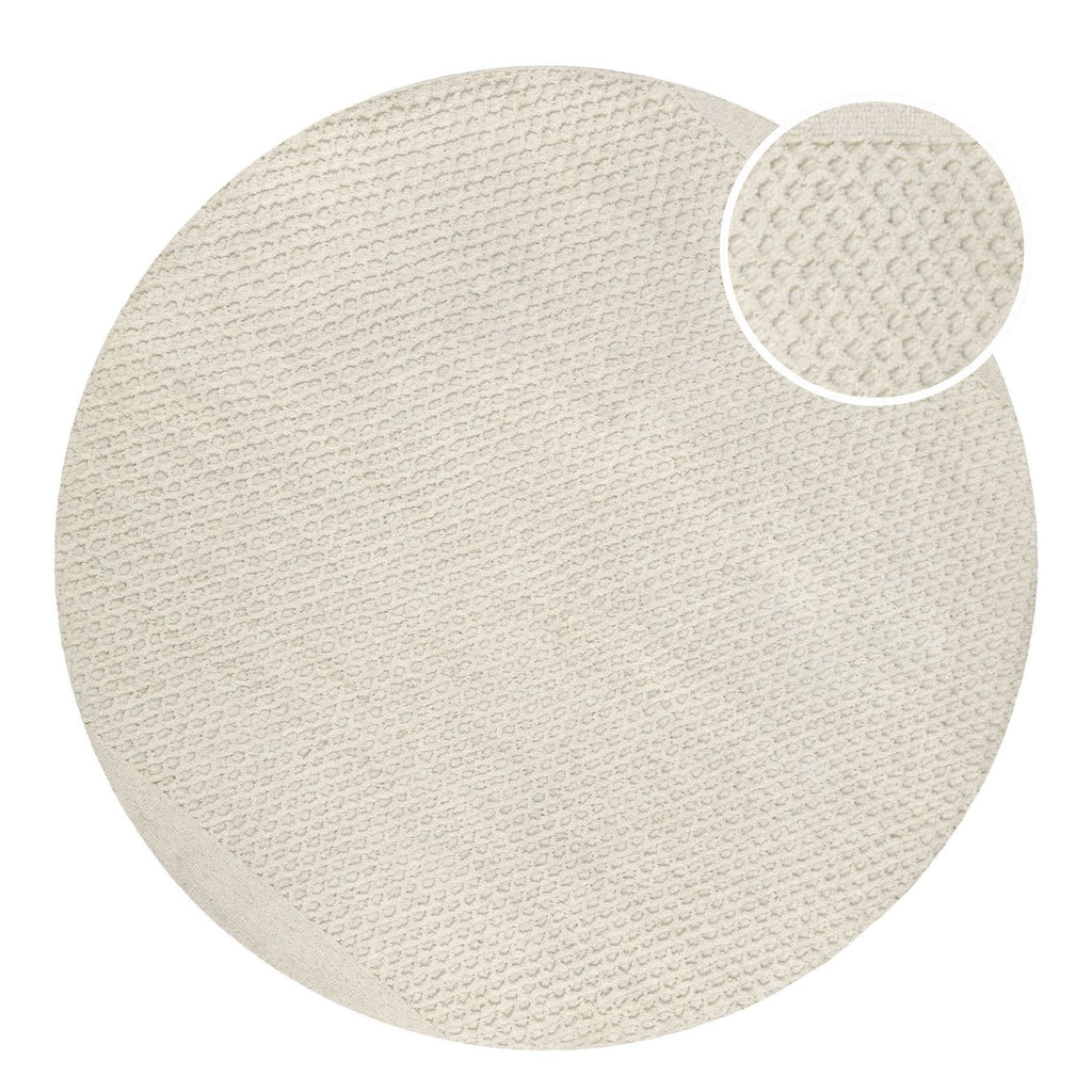 Kurzflor Teppich Rund Creme Weiß aus Schurwolle "Hamptons THIRTYEIGHT" WECONhome