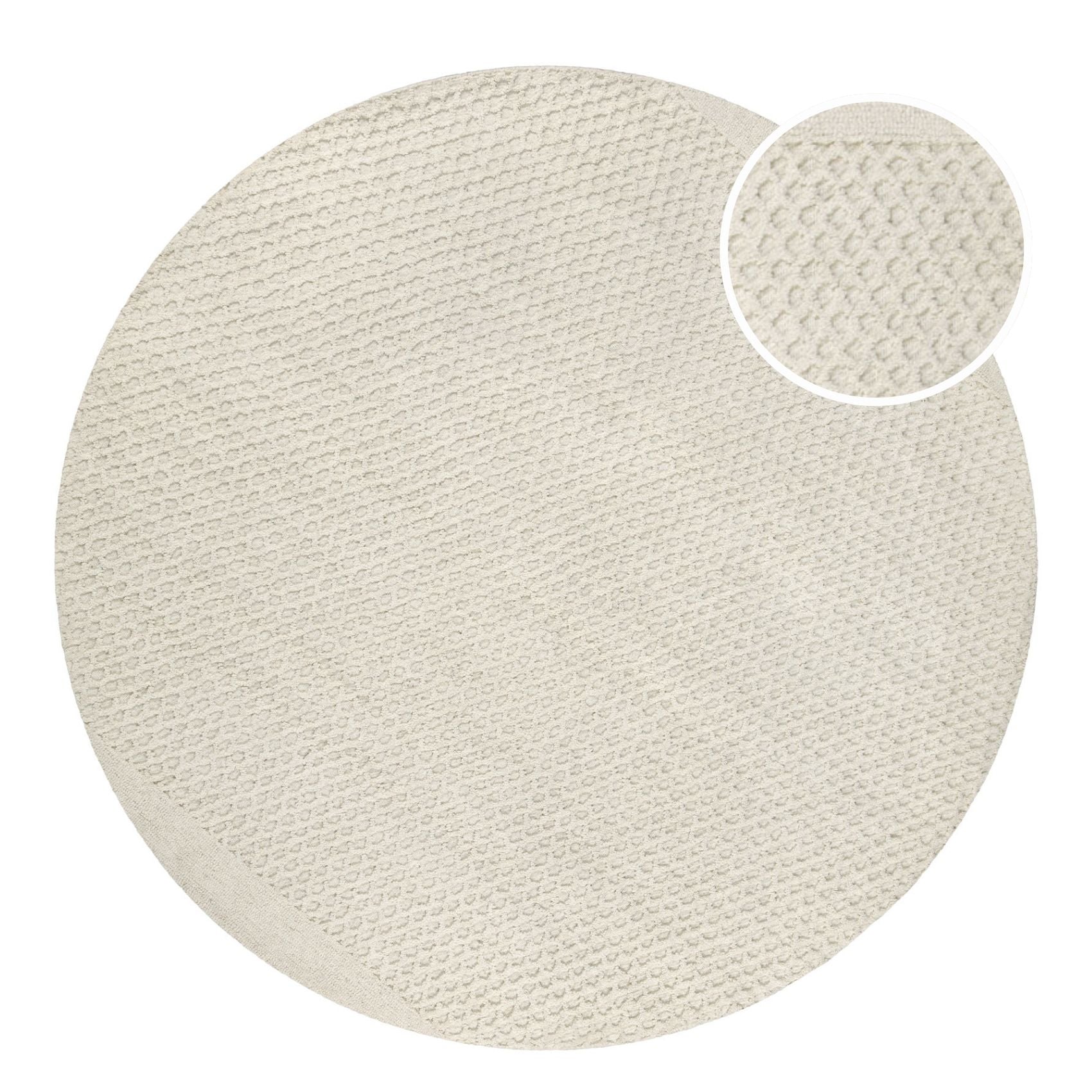 Kurzflor Teppich Rund Creme Weiß aus Schurwolle "Hamptons THIRTYEIGHT" WECONhome