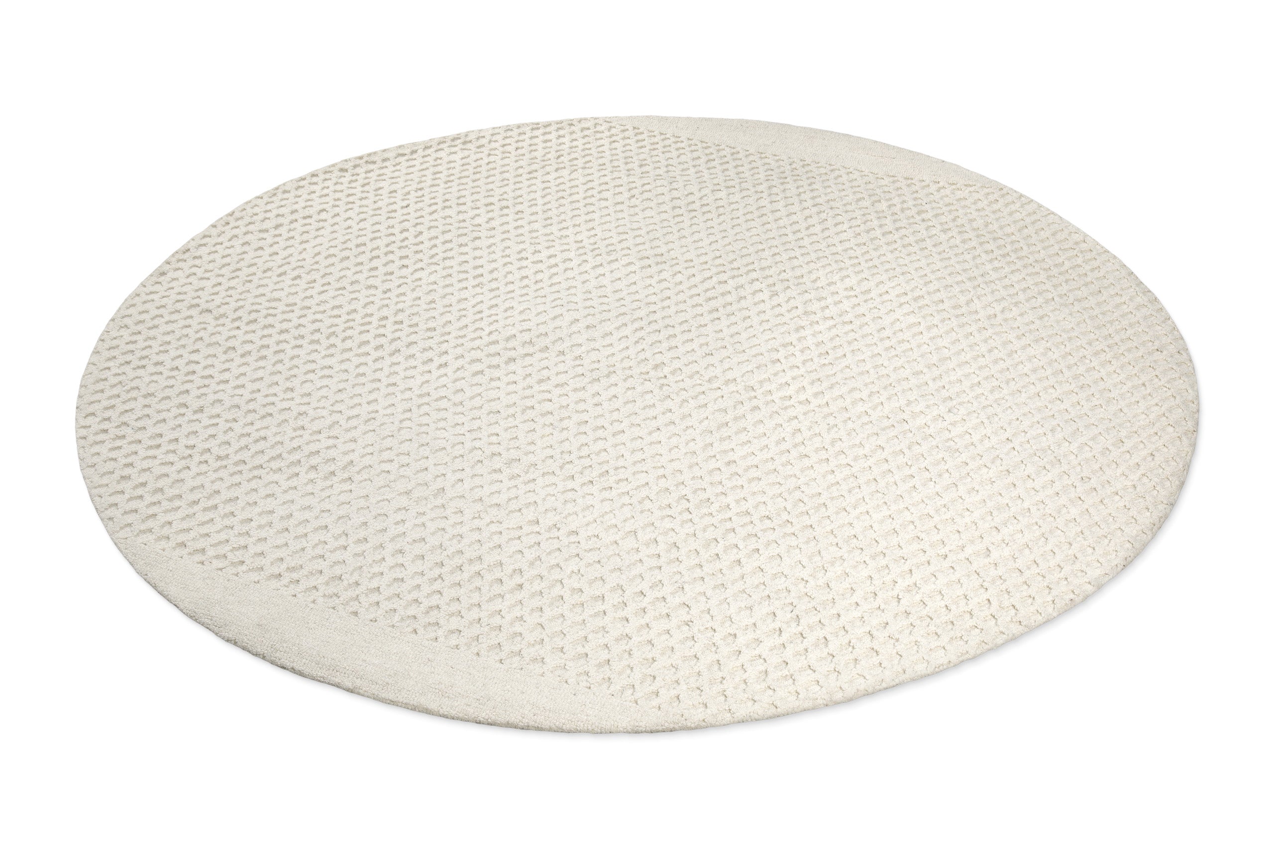 Kurzflor Teppich Rund Creme Weiß aus Schurwolle "Hamptons THIRTYEIGHT" WECONhome