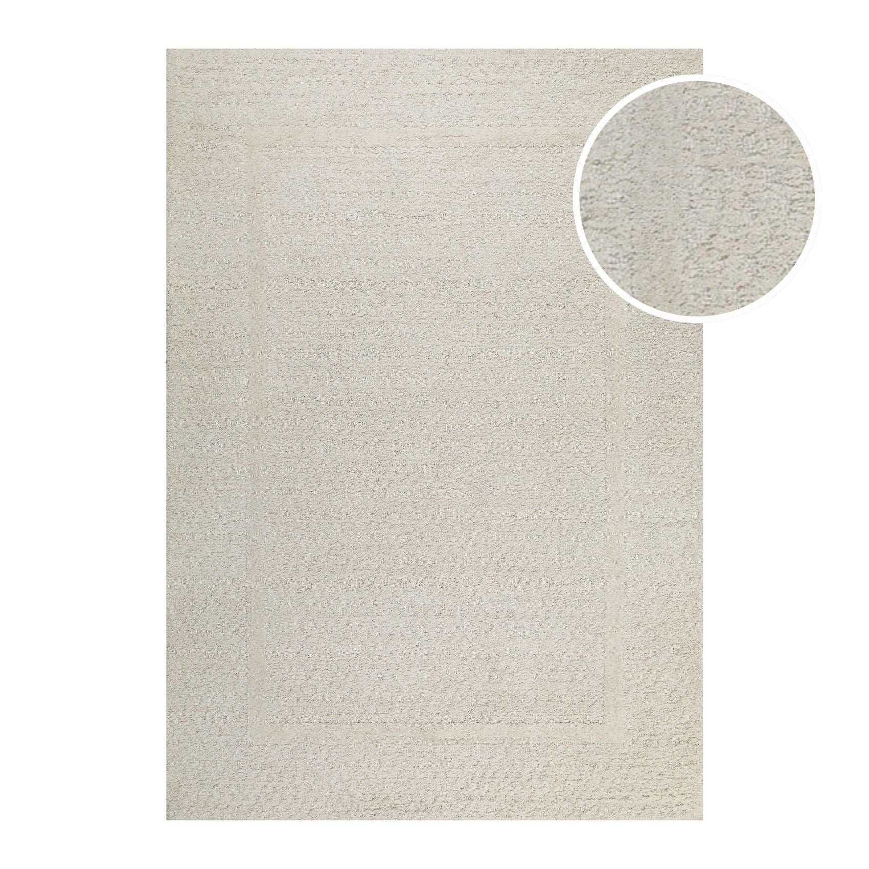 Kurzflor Teppich Creme Weiß aus Schurwolle "Hamptons THIRTYFIVE" WECONhome