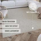 Kurzflor Teppich Creme Weiß aus Schurwolle "Hamptons THIRTYFIVE" WECONhome
