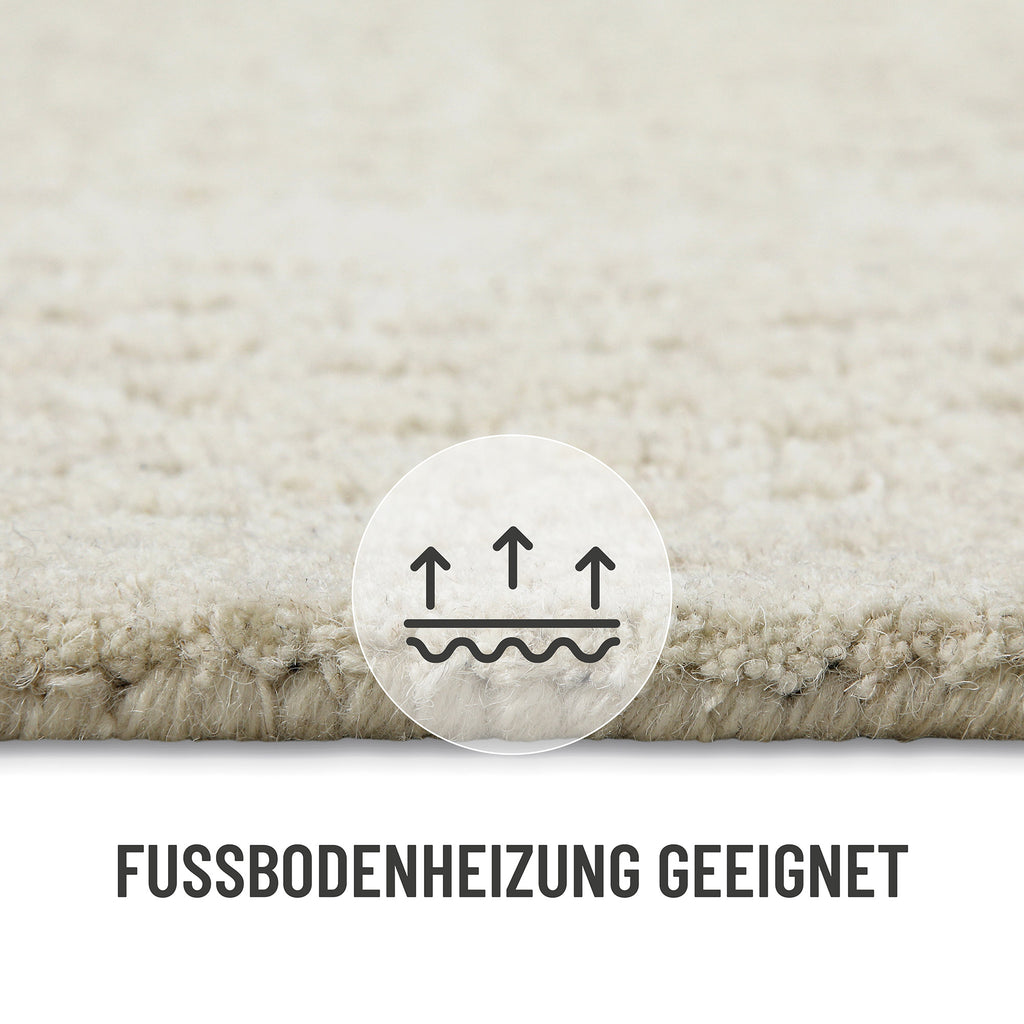 Kurzflor Teppich Creme Weiß aus Schurwolle "Hamptons THIRTYFIVE" WECONhome
