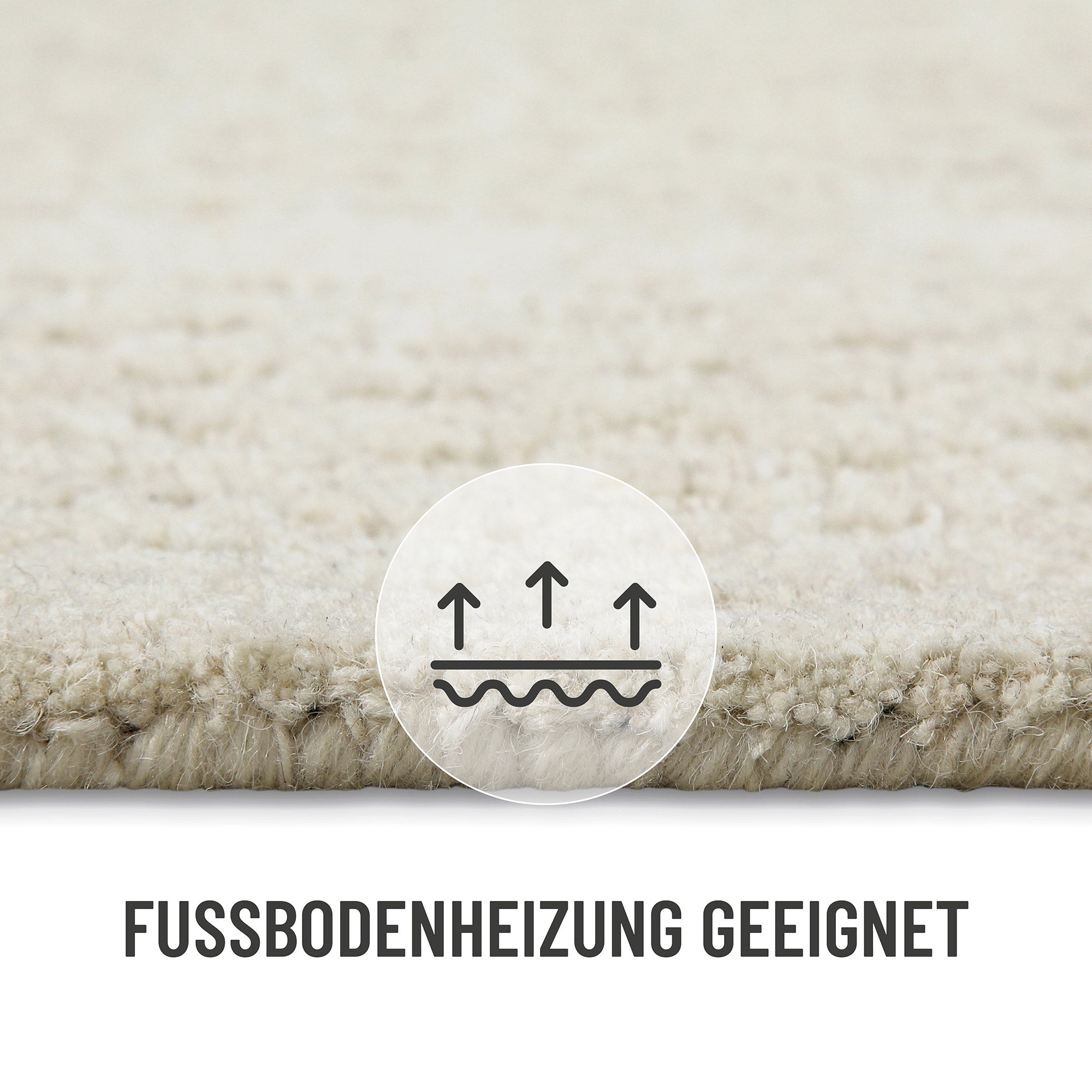 Kurzflor Teppich Creme Weiß aus Schurwolle "Hamptons THIRTYFIVE" WECONhome