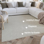 Kurzflor Teppich Creme Weiß aus Schurwolle "Hamptons THIRTYFIVE" WECONhome