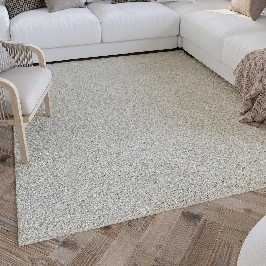 Kurzflor Teppich Creme Weiß aus Schurwolle "Hamptons THIRTYFIVE" WECONhome