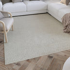 Kurzflor Teppich Creme Weiß aus Schurwolle "Hamptons THIRTYFIVE" WECONhome