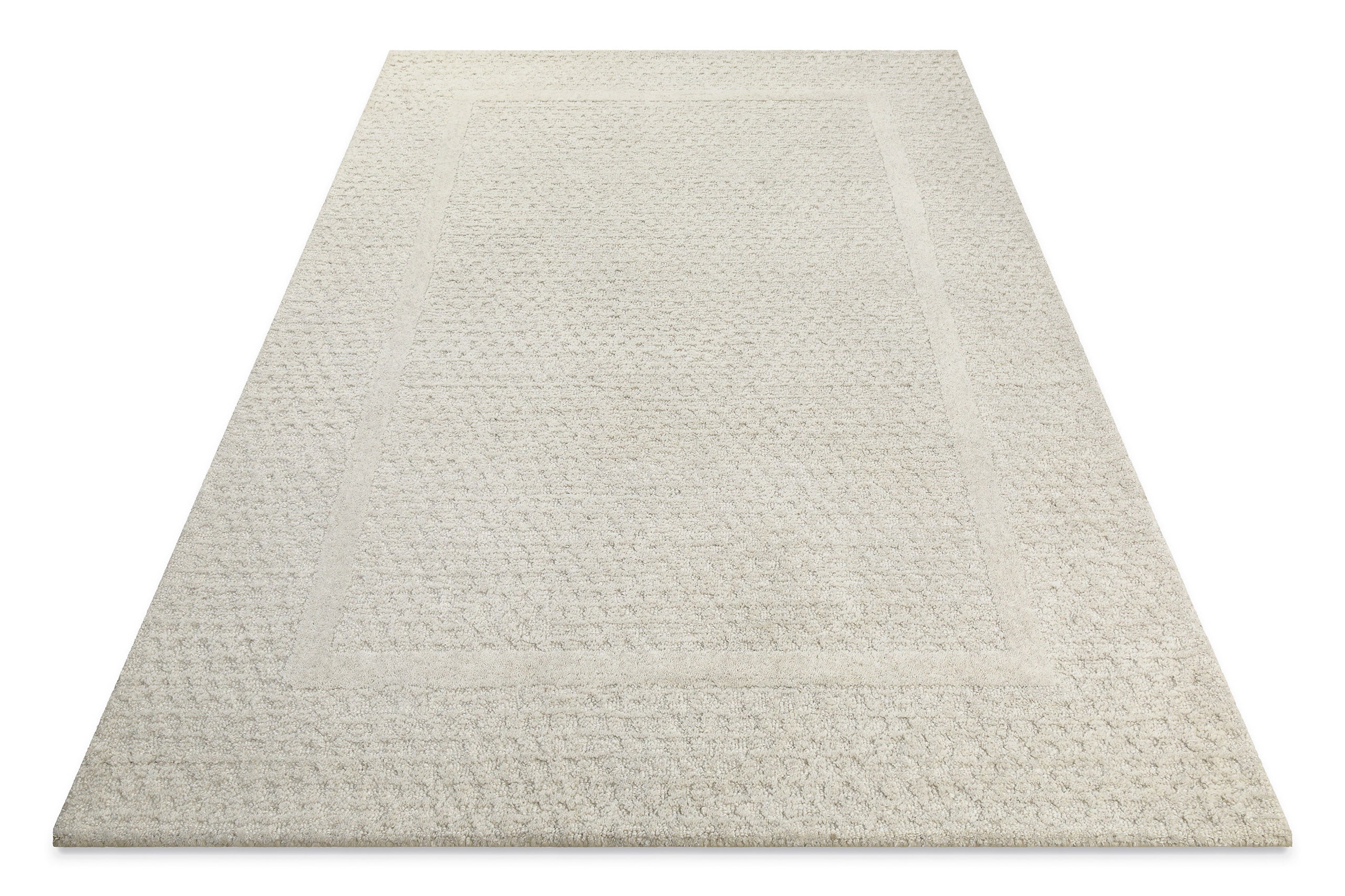Kurzflor Teppich Creme Weiß aus Schurwolle "Hamptons THIRTYFIVE" WECONhome