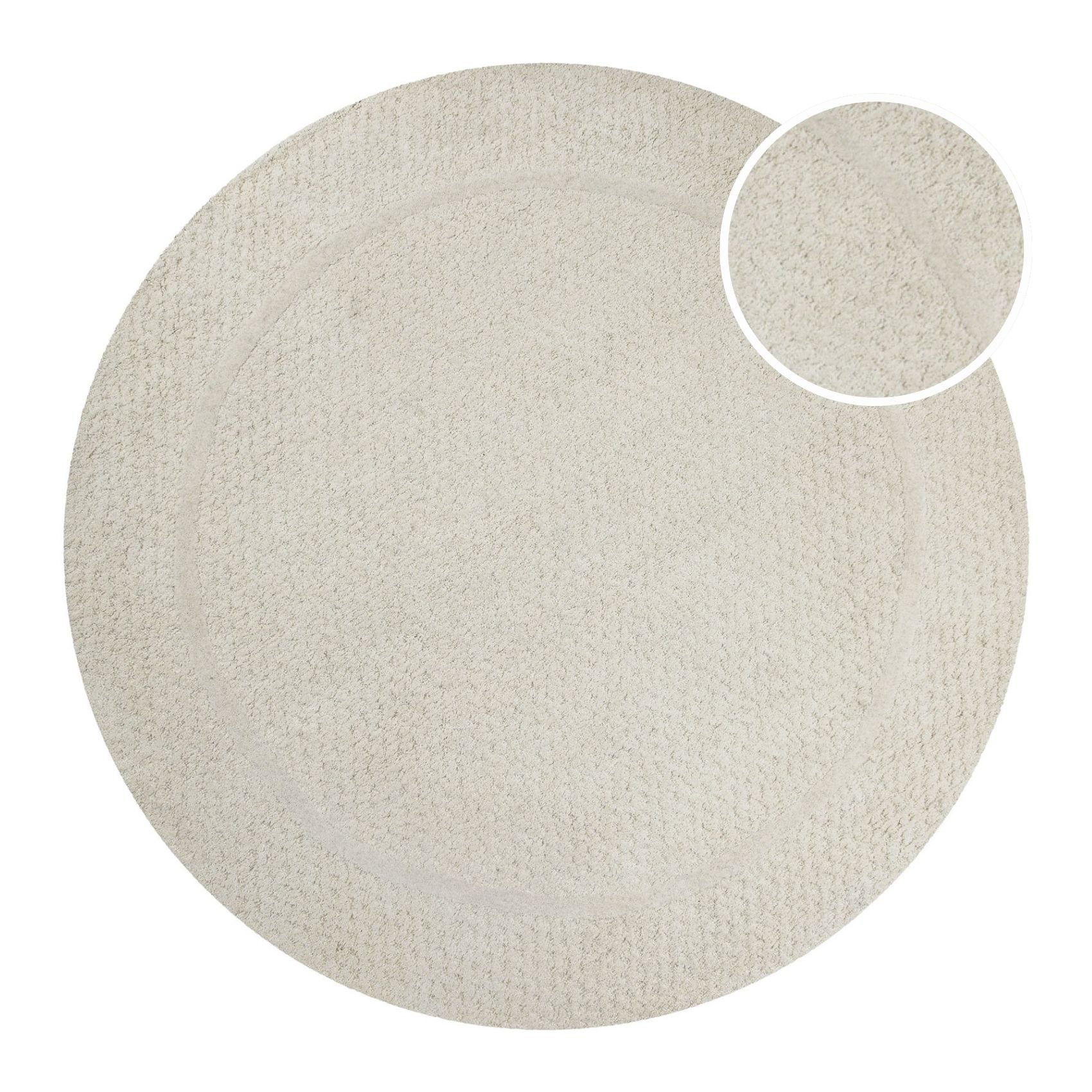 Kurzflor Teppich Rund Creme Weiß aus Schurwolle "Hamptons THIRTYFIVE" WECONhome