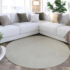 Kurzflor Teppich Rund Creme Weiß aus Schurwolle "Hamptons THIRTYFIVE" WECONhome