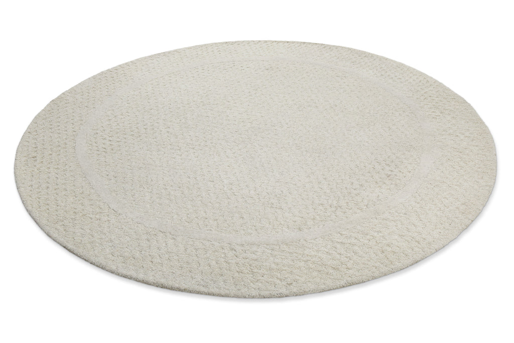 Kurzflor Teppich Rund Creme Weiß aus Schurwolle "Hamptons THIRTYFIVE" WECONhome