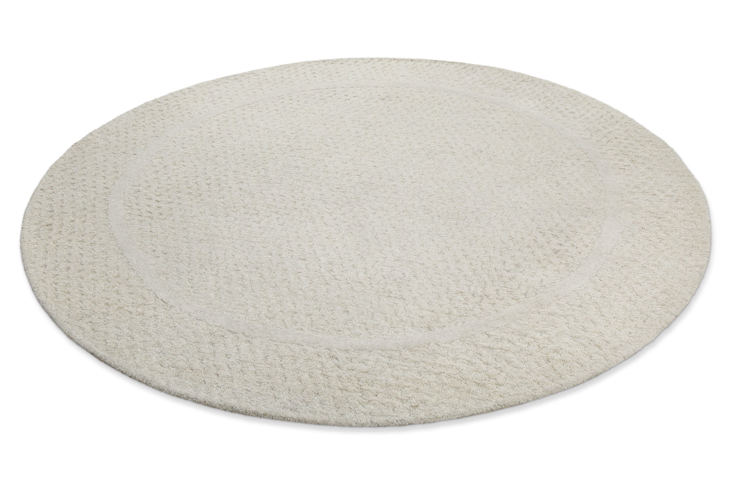 Kurzflor Teppich Rund Creme Weiß aus Schurwolle "Hamptons THIRTYFIVE" WECONhome