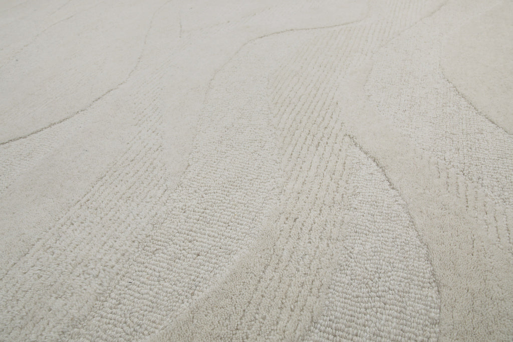 Kurzflor Teppich Creme Weiß meliert aus Schurwolle "Hamptons THIRTYFOUR" WECONhome