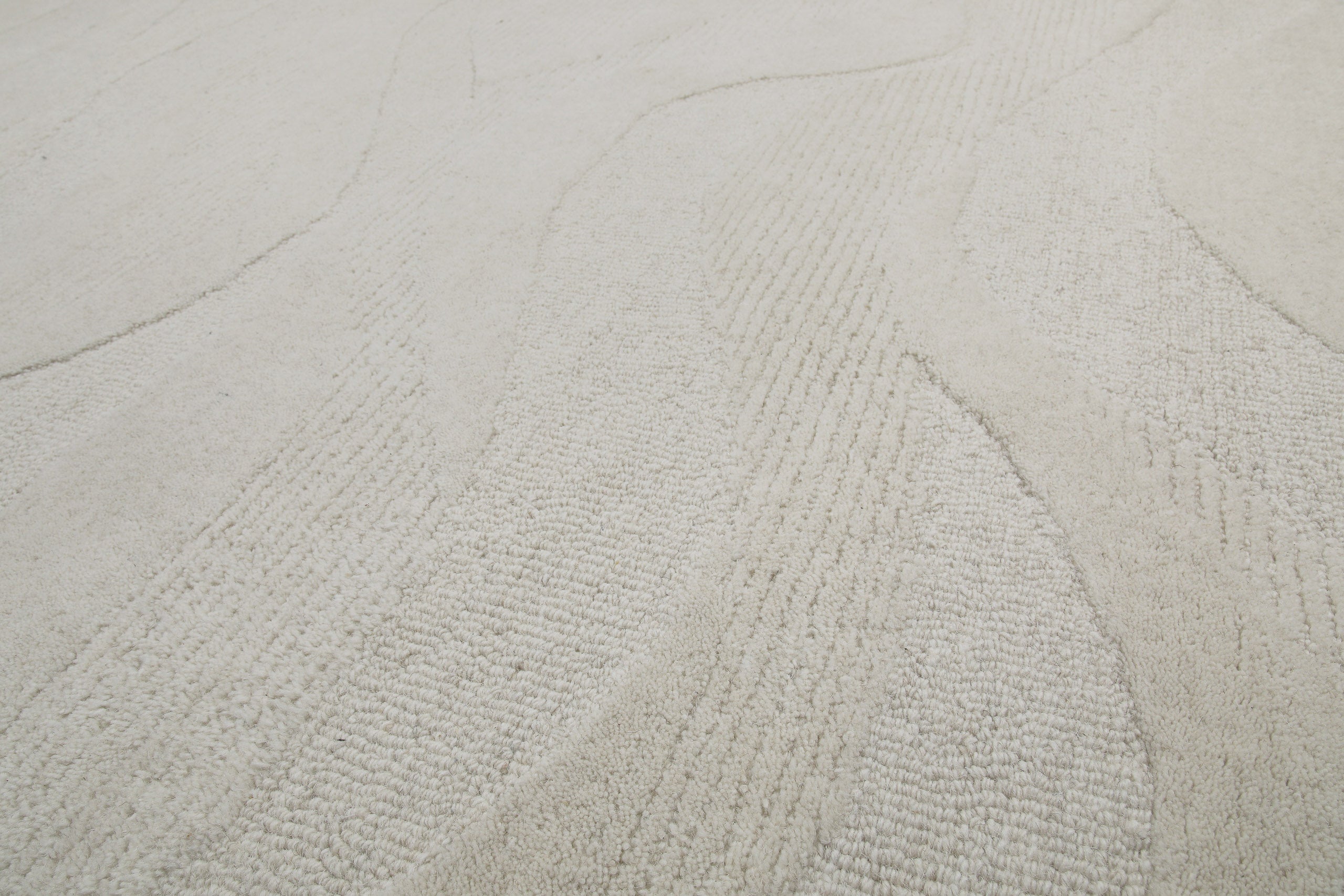 Kurzflor Teppich Creme Weiß meliert aus Schurwolle "Hamptons THIRTYFOUR" WECONhome