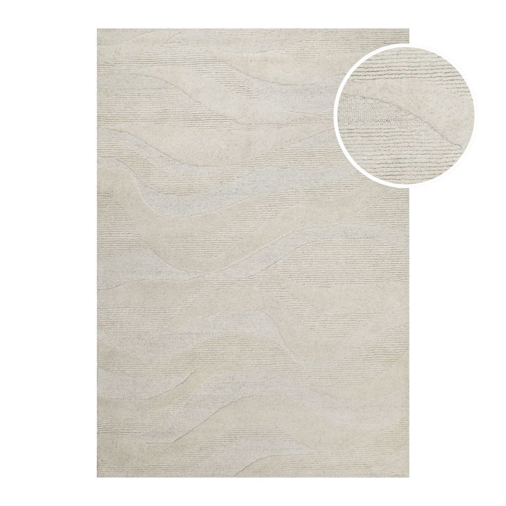 Kurzflor Teppich Creme Weiß meliert aus Schurwolle "Hamptons THIRTYFOUR" WECONhome