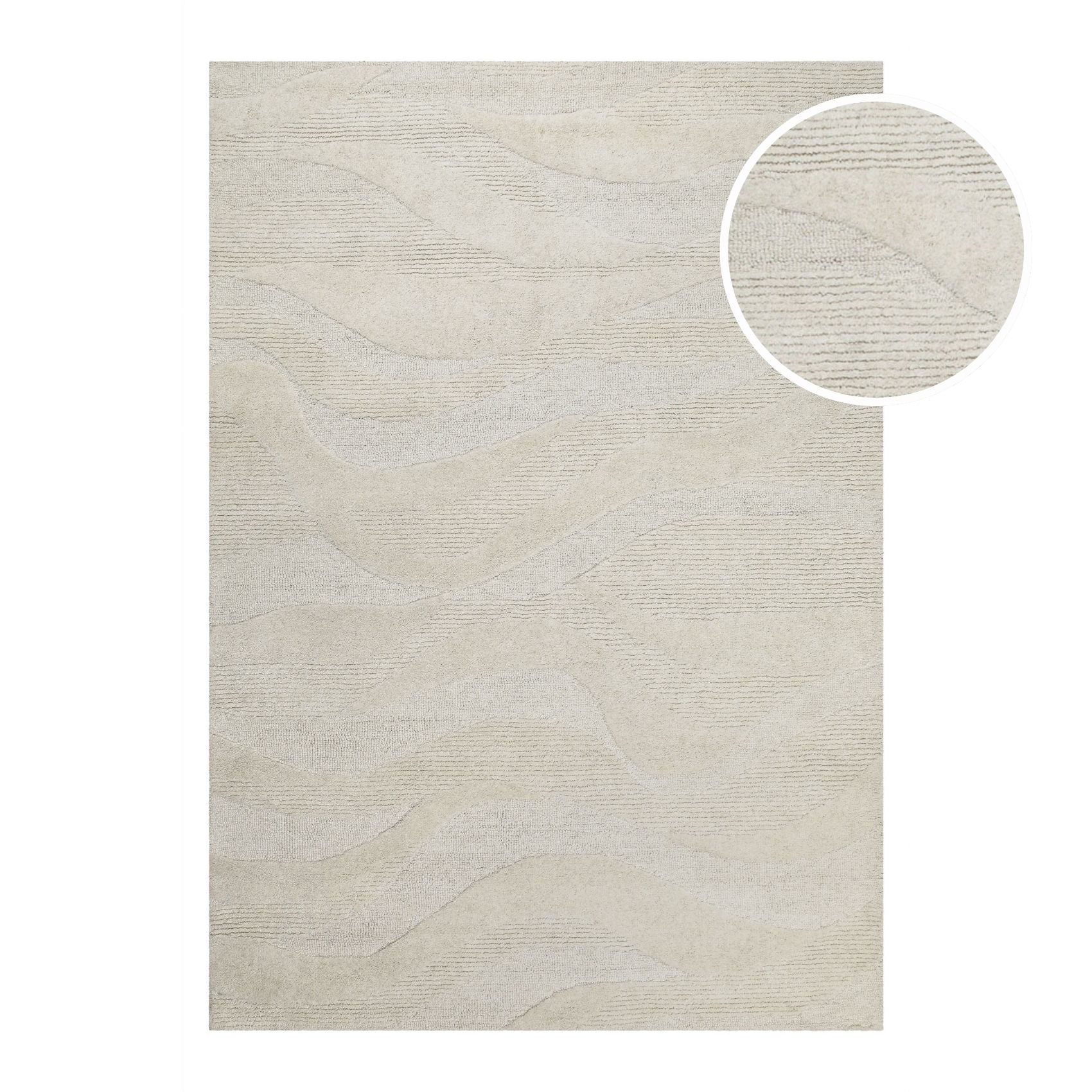 Kurzflor Teppich Creme Weiß meliert aus Schurwolle "Hamptons THIRTYFOUR" WECONhome