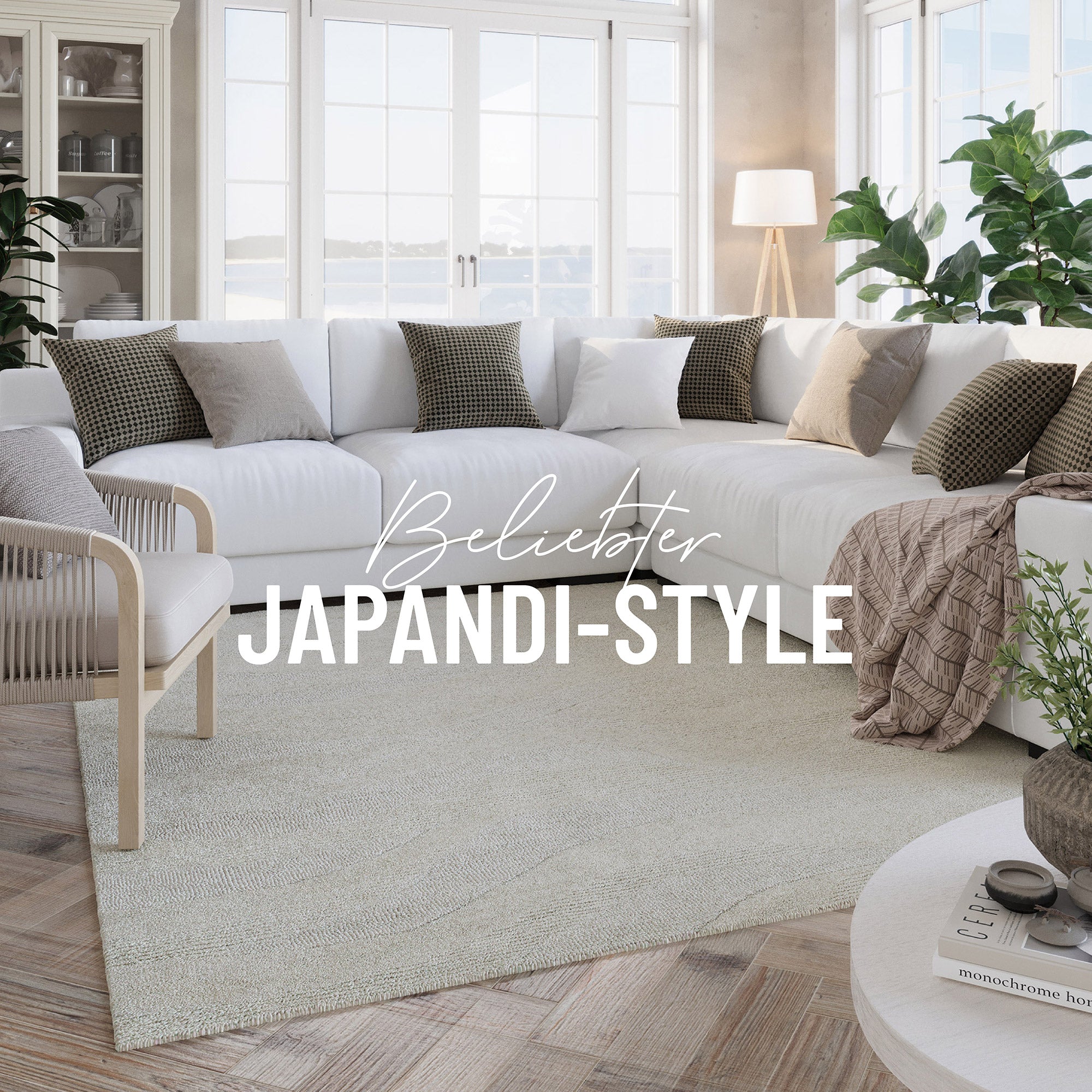 Kurzflor Teppich Creme Weiß meliert aus Schurwolle "Hamptons THIRTYFOUR" WECONhome