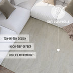 Kurzflor Teppich Creme Weiß meliert aus Schurwolle "Hamptons THIRTYFOUR" WECONhome