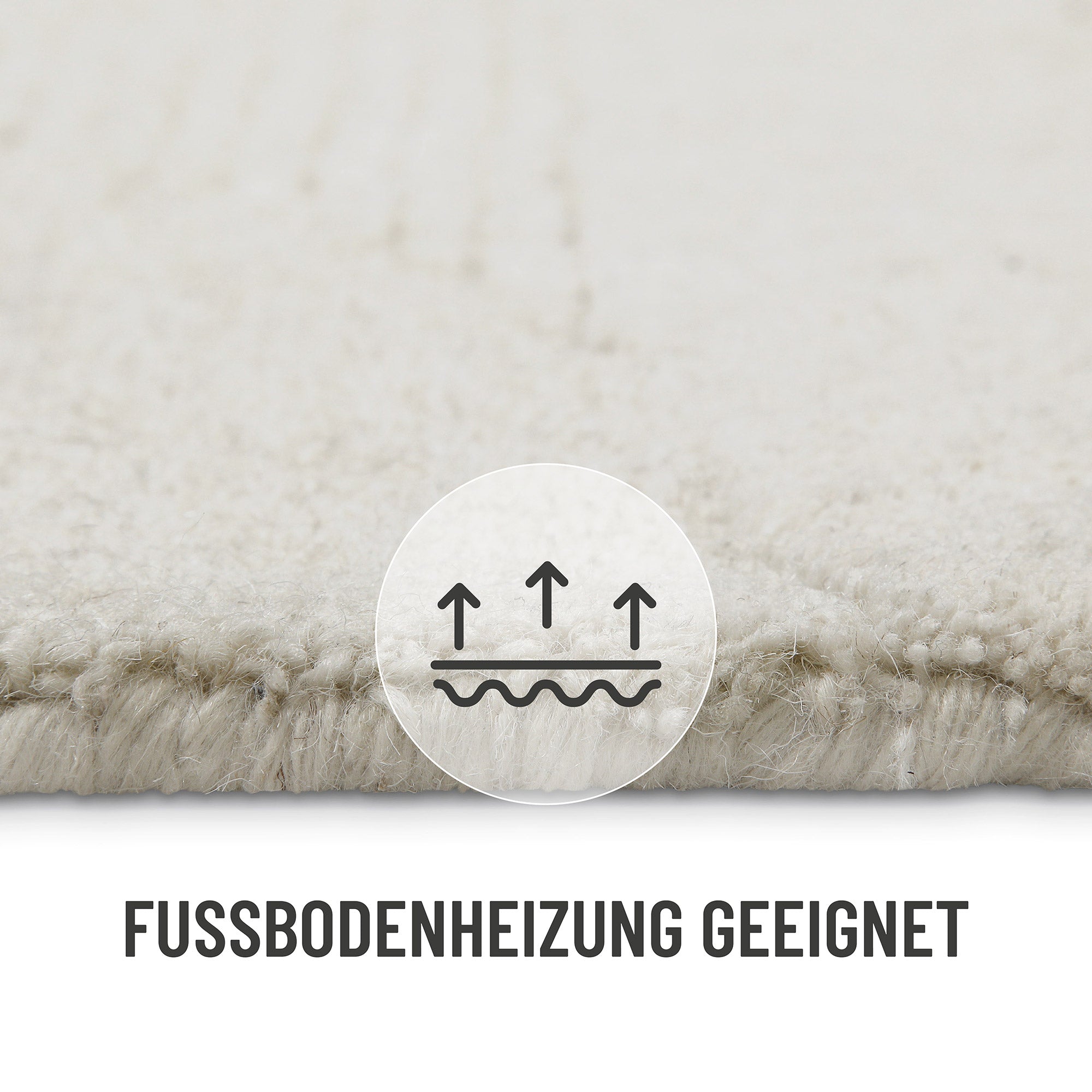 Kurzflor Teppich Creme Weiß meliert aus Schurwolle "Hamptons THIRTYFOUR" WECONhome