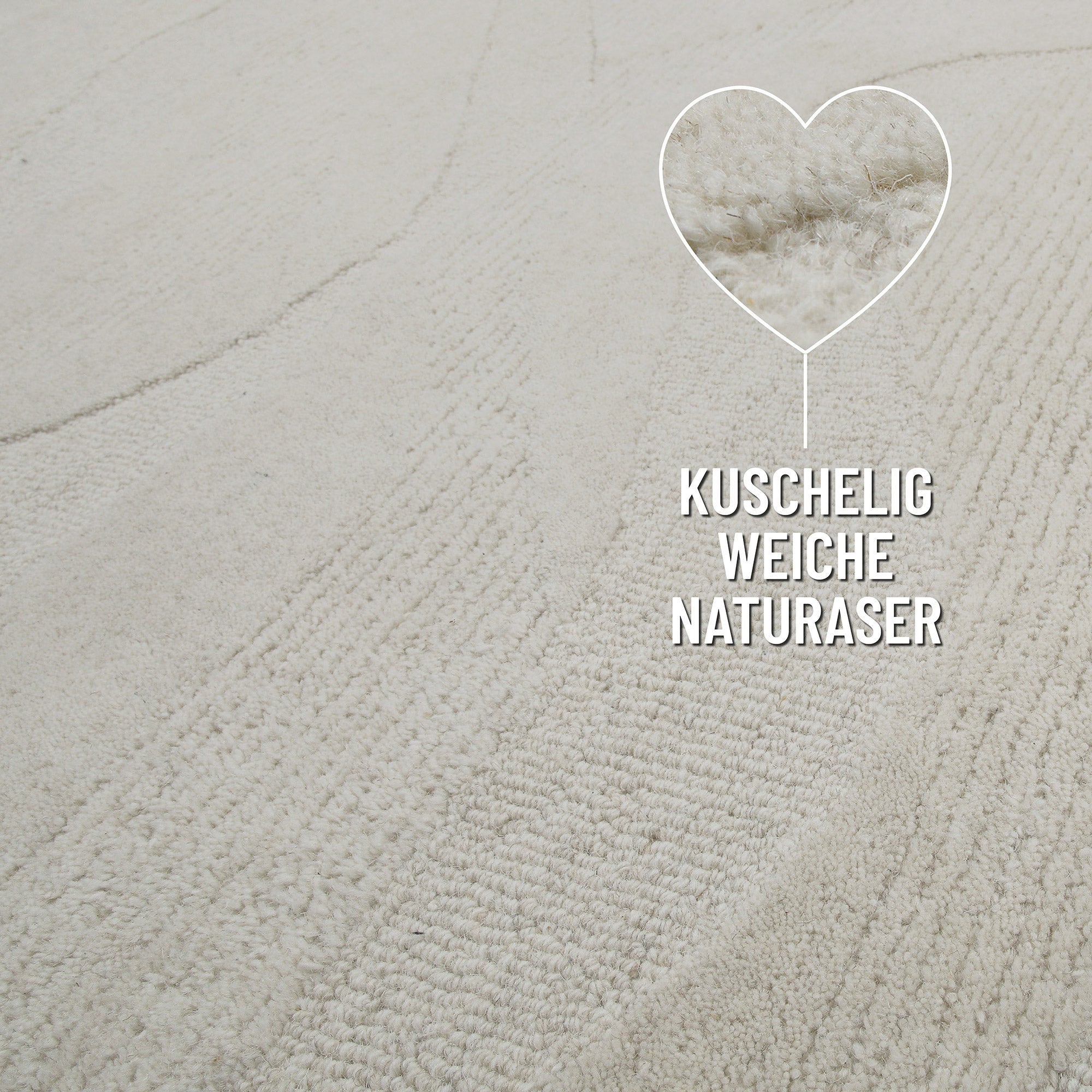 Kurzflor Teppich Rund Creme Weiß meliert aus Schurwolle "Hamptons THIRTYFOUR" WECONhome