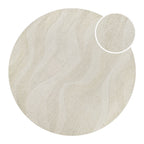 Kurzflor Teppich Rund Creme Weiß meliert aus Schurwolle "Hamptons THIRTYFOUR" WECONhome