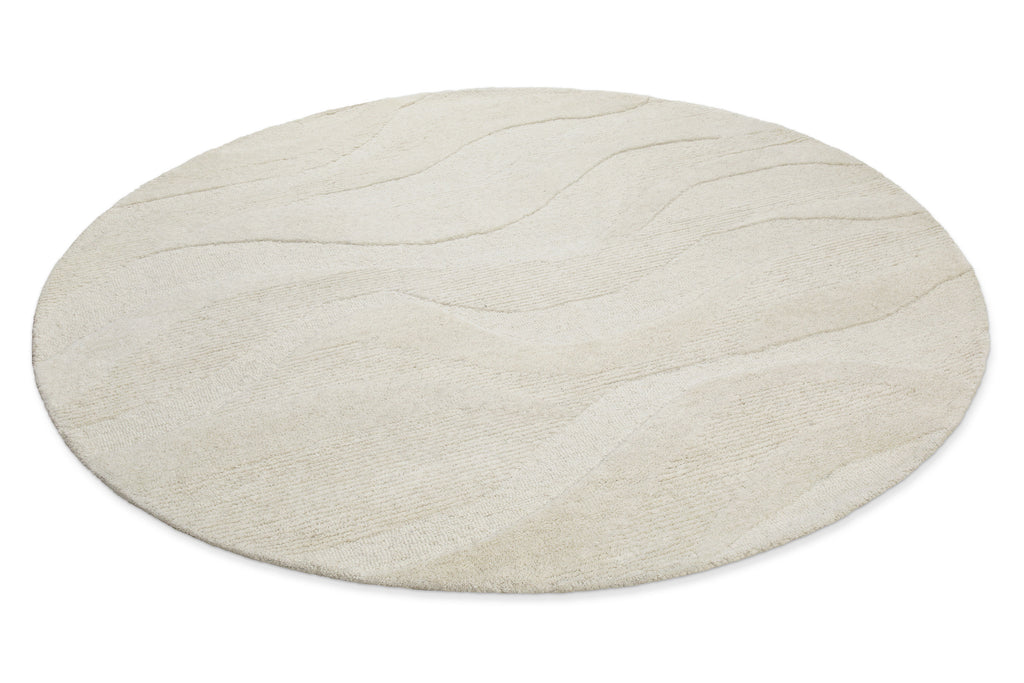 Kurzflor Teppich Rund Creme Weiß meliert aus Schurwolle "Hamptons THIRTYFOUR" WECONhome