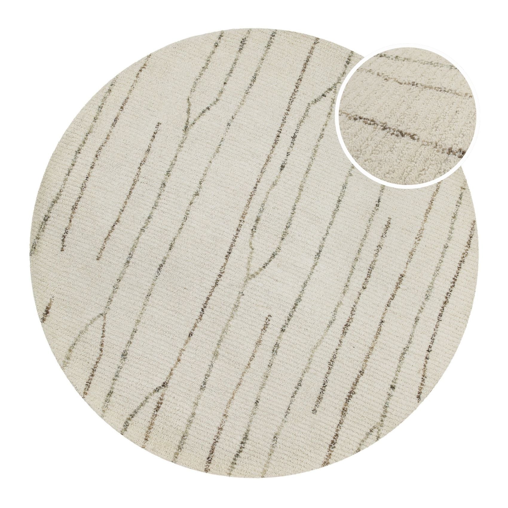 Kurzflor Teppich Rund Creme Weiß "Hamptons THIRTYNINE" WECONhome