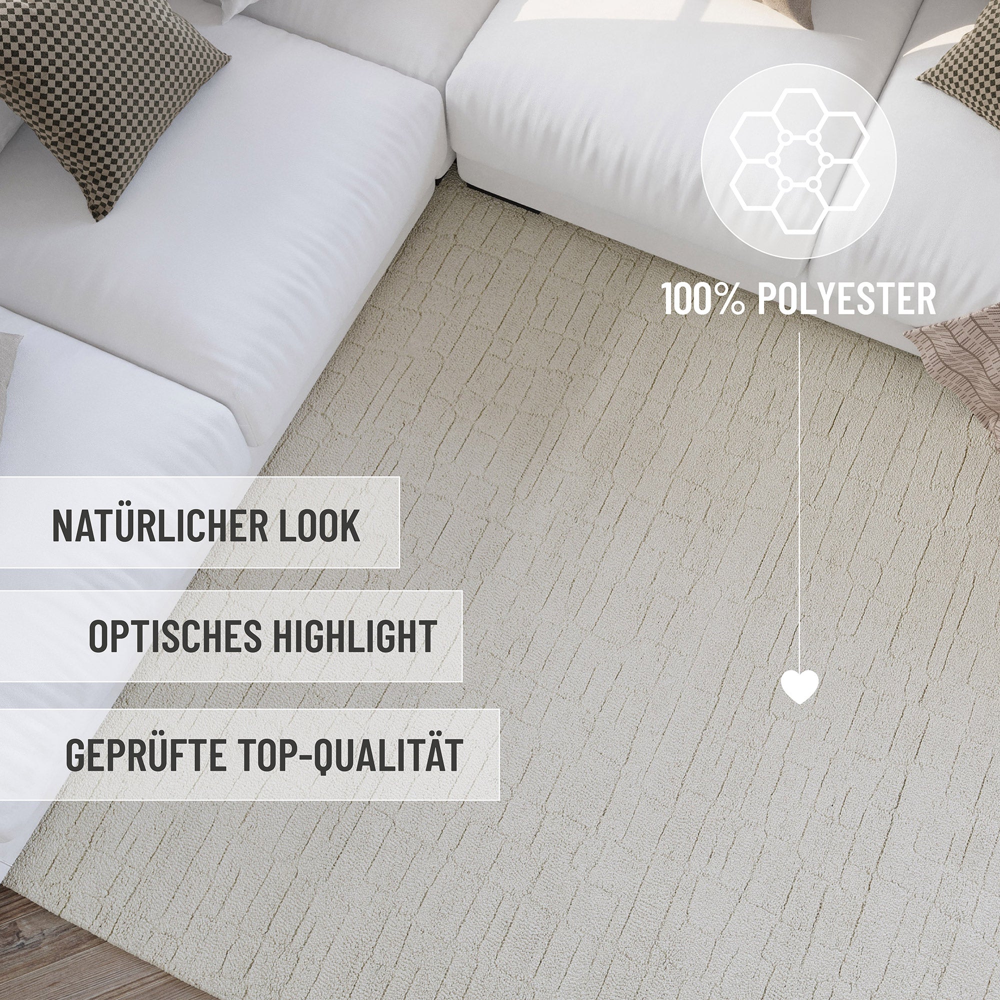 Kurzflor Teppich Creme Weiß "Hamptons THIRTYONE" WECONhome