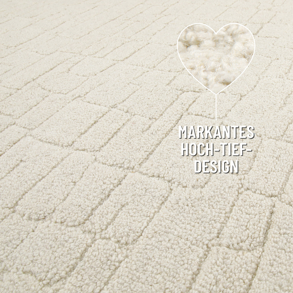 Kurzflor Teppich Rund Creme Weiß "Hamptons THIRTYONE" WECONhome